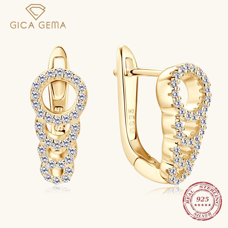 Gica Gema Europe And The United States Light Luxury Moissanite Earrings Female Temperament Senior Personality Earrings Daily Commute Accessories