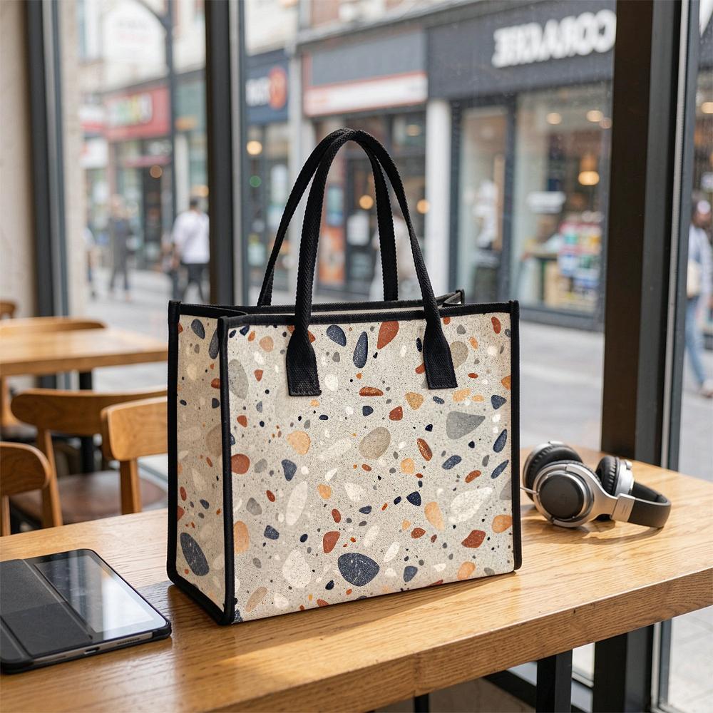 Terrazzo Pattern Large Tote Bag Casual Daily Shoulder Handbag for Shopping Working Commute