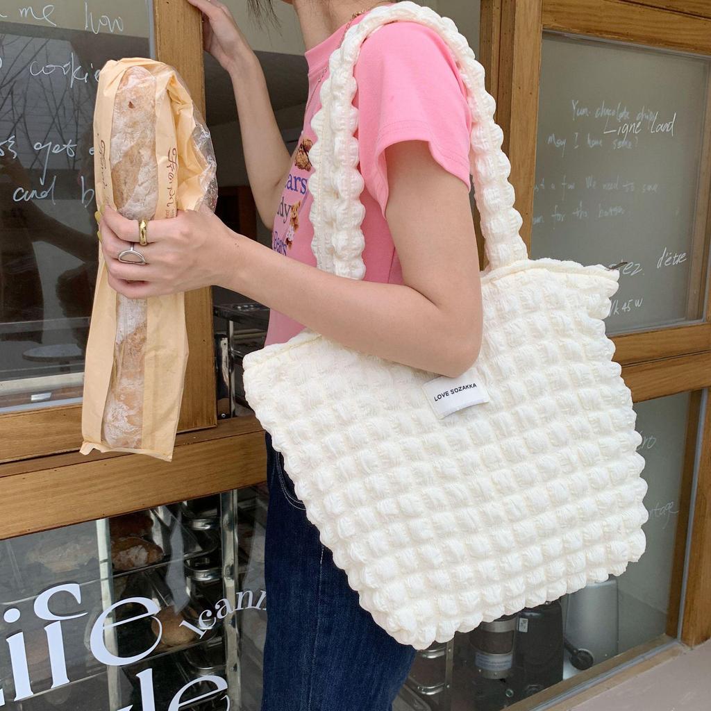 Японская холщовая сумка через плечо с облачным пузырчатым цветочным принтом для студенток