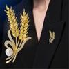 Elegant Wheat Metal Golden Brooch Adornment Stylish Wheat Ear Brooch Ornament Lapel Pin for Women's Suit or Sweater