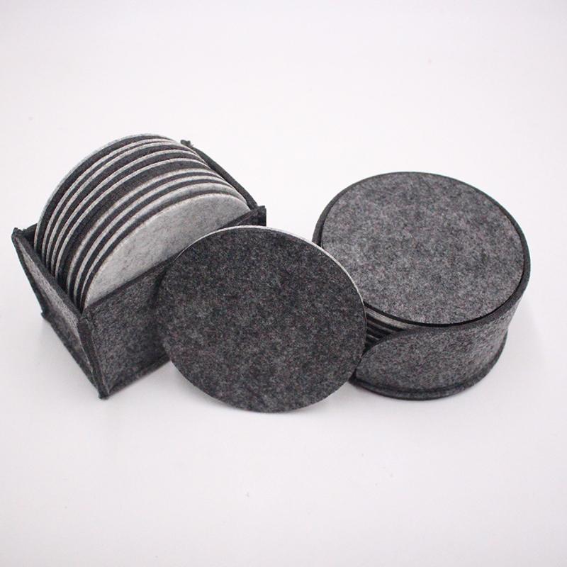 10 PCS Felt Drink Cup Coaster With Holder Round Soft Absorbent Cup Mats Scratch Preventing Reusable For Home Bar