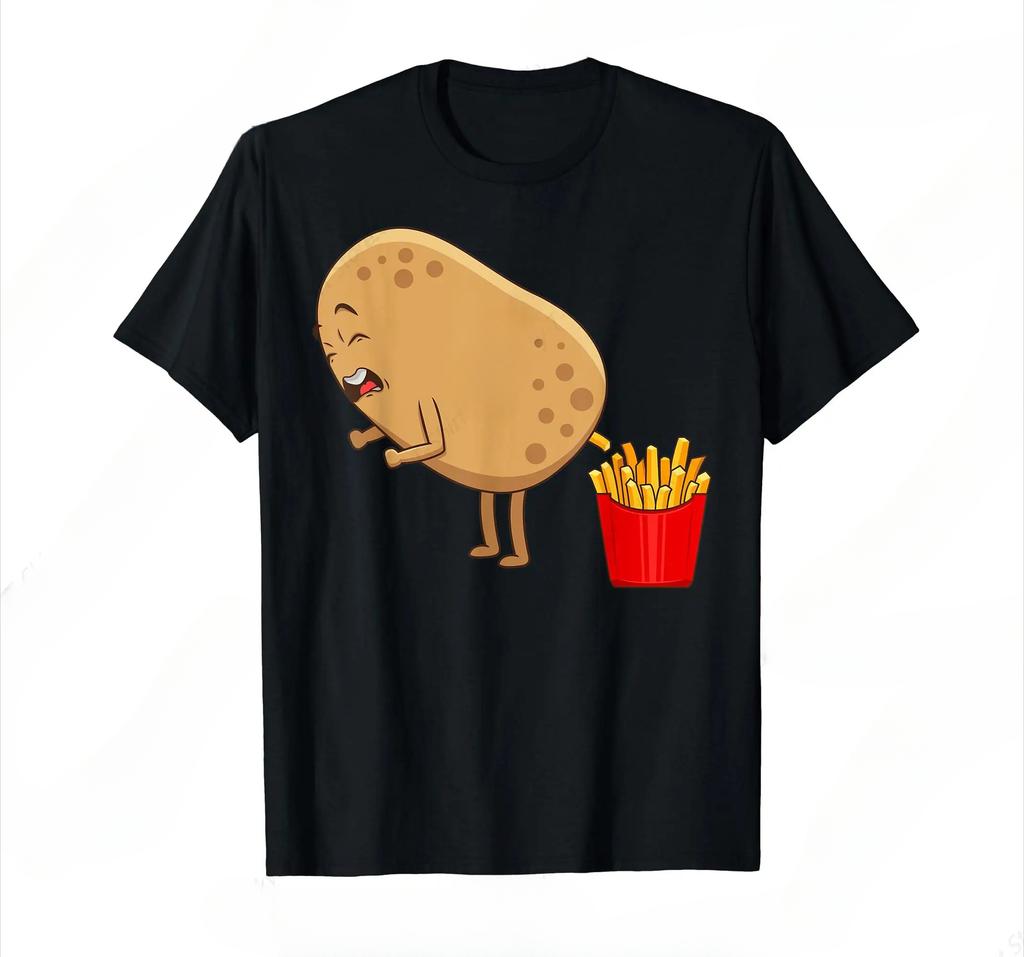 Funny French Fries Design for Men and Women, Potato Lovers T-shirt Summer Fashion Women's Clothing