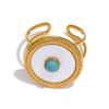 Yhpup Stainless Steel Fashion Summer Open Adjustbale Ring for Women Cheap Trendy Charm Stone Ring Jewelry Accessories