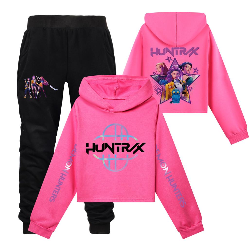 Kpop Demon Hunters Girl Hoodie Pants Set With Cartoon Print For Casual Wear