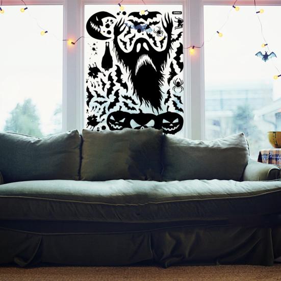 Наклейка на окно Хэллоуин Тыква Ведьма Водонепроницаемый ПВХ Скелет Пугало Двустороннее Привидение Съемное Электростатическое Стекло