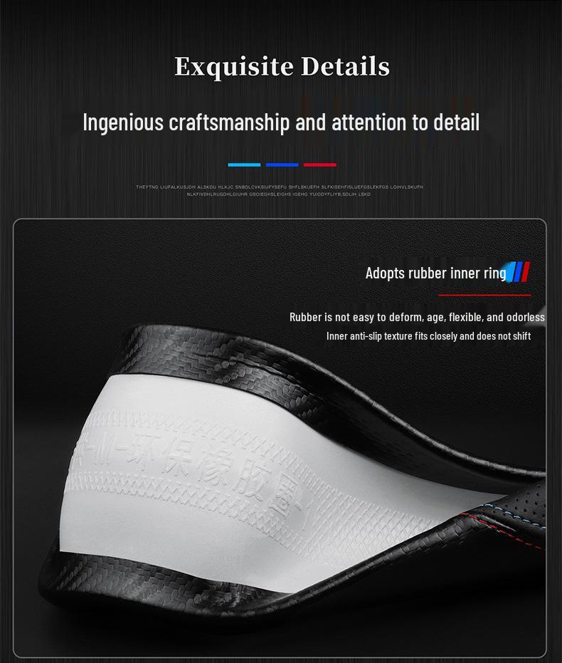 Genuine Leather Steering Wheel Cover for Jaguar XF, F-PACE, XEL, XFL, XJ, XE - All-Season, Non-Slip.