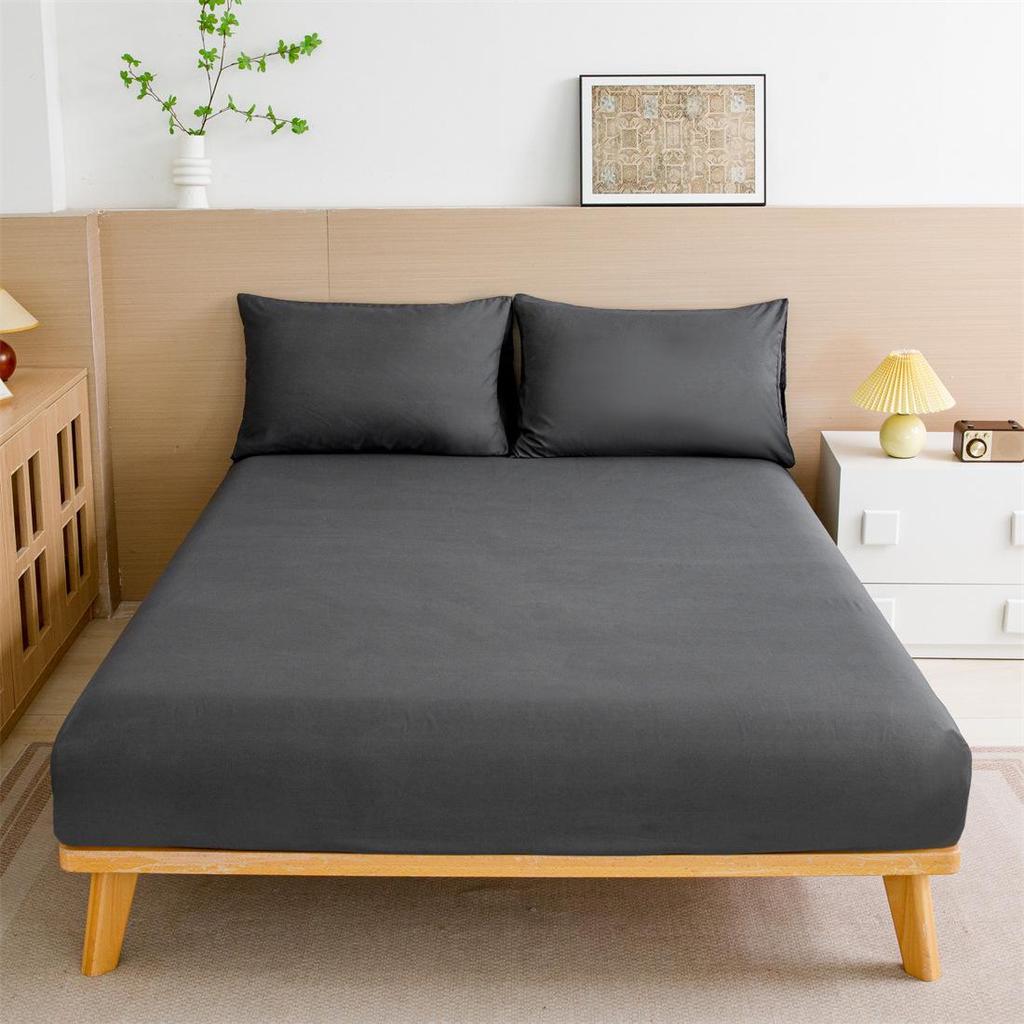 Однотонная односпальная простыня с наволочкой и чехлом для матраса - цельное постельное белье из домашнего текстиля
