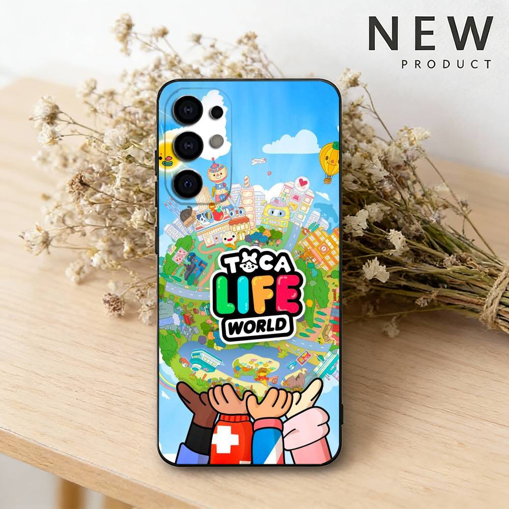 Game T-Toca Life World Phone Case For Samsung S26,25,24,23,22,30,21,10,9,Ultra,Plus,Lite Black Soft Case