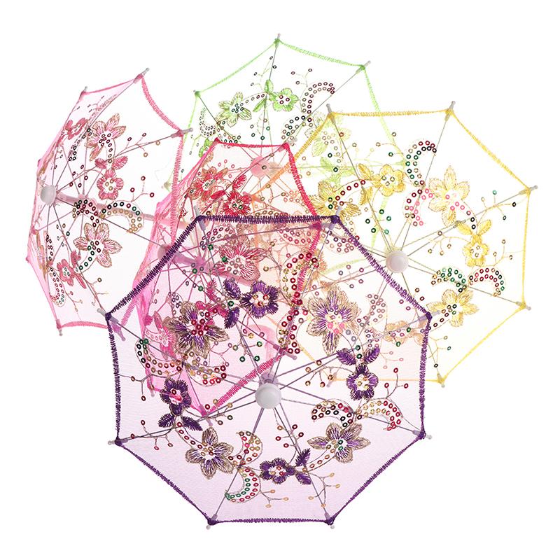 Lace Sequin Embroidery Lace Umbrella Children Dance Craft Mini Umbrella Performance Props
