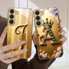 Витиеватая буква "S" Для Samsung Galaxy S26 S20 FE S21 S22 Ultra 23 Plus 24 Ultra 25Ultra S21+ 22Plus Золотой стеклянный чехол для телефона