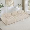 3-Seater Modular Sofa, Boneless Design made of 32D High-Density Foam, Deep Seat, Ideal for Living Room, Soft Fabric, Beige White