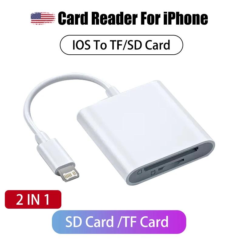 Кардридер для iPhone USB-кардридер для карт памяти Просмотрщик SD-карт для фотоловушек Адаптер-кардридер SD TF для камеры Samsung Xiaomi iPad