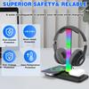 3-в-1 Стойка для наушников Беспроводное зарядное устройство RGB-подсветка Держатель для игровых наушников Зарядная док-станция для Bluetooth-наушников для мобильного телефона