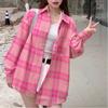 Клетчатая рубашка с длинным рукавом женская новая весенняя и осенняя свободная и универсальная рубашка для защиты от солнца