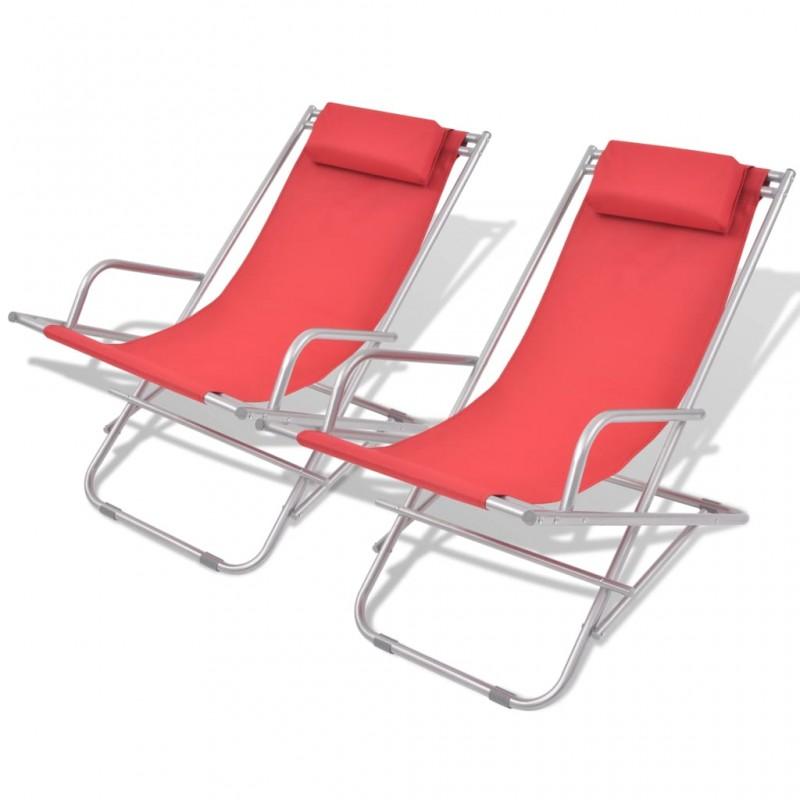 Day and Night - Day and Night Reclining Sun Loungers 2 Units Red Steel