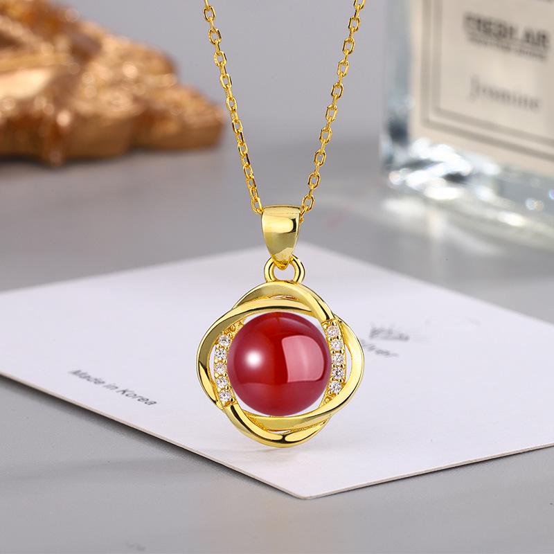 Этническое колье с подвеской из циркона и зеленого агата с желтым, красным, белым халцедоном для женщин