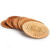Kitchen Table Rattan Mats Insulation Coasters Pan Pot Bowl Pads Cushion Round Placemats Handmade Table Accessories