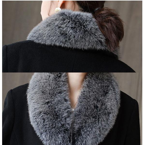 Big Fur Collor Women Woolen Coat Black Long Trench Coat Jacket Slim Wool Blend Coat Elegant Casual Jacket Vintage Gothic Jacket
