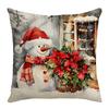 Santa Claus Red Truck Little Snowman Elements Atmosphere Christmas Pillow Cover Home Decoration Sofa Cushion