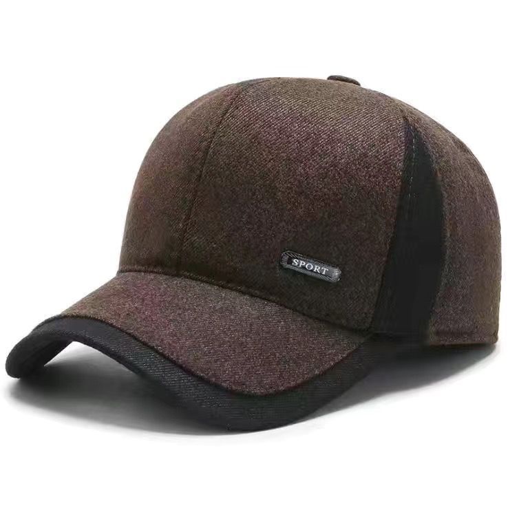 In the elderly hat men's ear protection woolen baseball cap autumn and winter thickened warm cap elderly hat dad hat