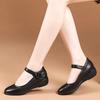 Wedge Heel Mary Jane Small Leather Shoes Spring and Autumn New Round Head Low Heel One Word with Light Mouth Single Shoes Comfortable Mother Shoes