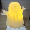 Resin Light-up Ghost Halloween Decor Little White Ghost Figurine Cute Glowing Ghost Statue for Home Table Tiered Tray Decor