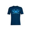 Casual Crew Neck Training Logo Straight T-Shirt Men Tops Blue 1357155-581