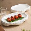 Irregular Rock Texture Ceramic Dinner Plate Pure White Dessert Plate Fish Plate Sushi Plates Restaurant Specialty Tableware