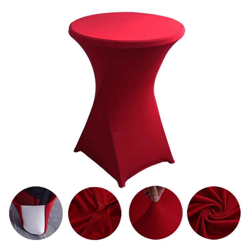 Height Stretch Round Tablecloth Cocktail Table Cover Spandex Table Cloth Bar Hotel Party Wedding Elastic TableCloth Decor