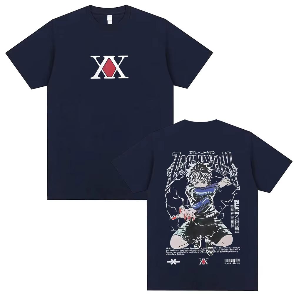 2026 Graphic Tshirt Killua Zoldyck Double Sided Print T Shirts Unisex Women Casual Crewneck Tshirts Ins