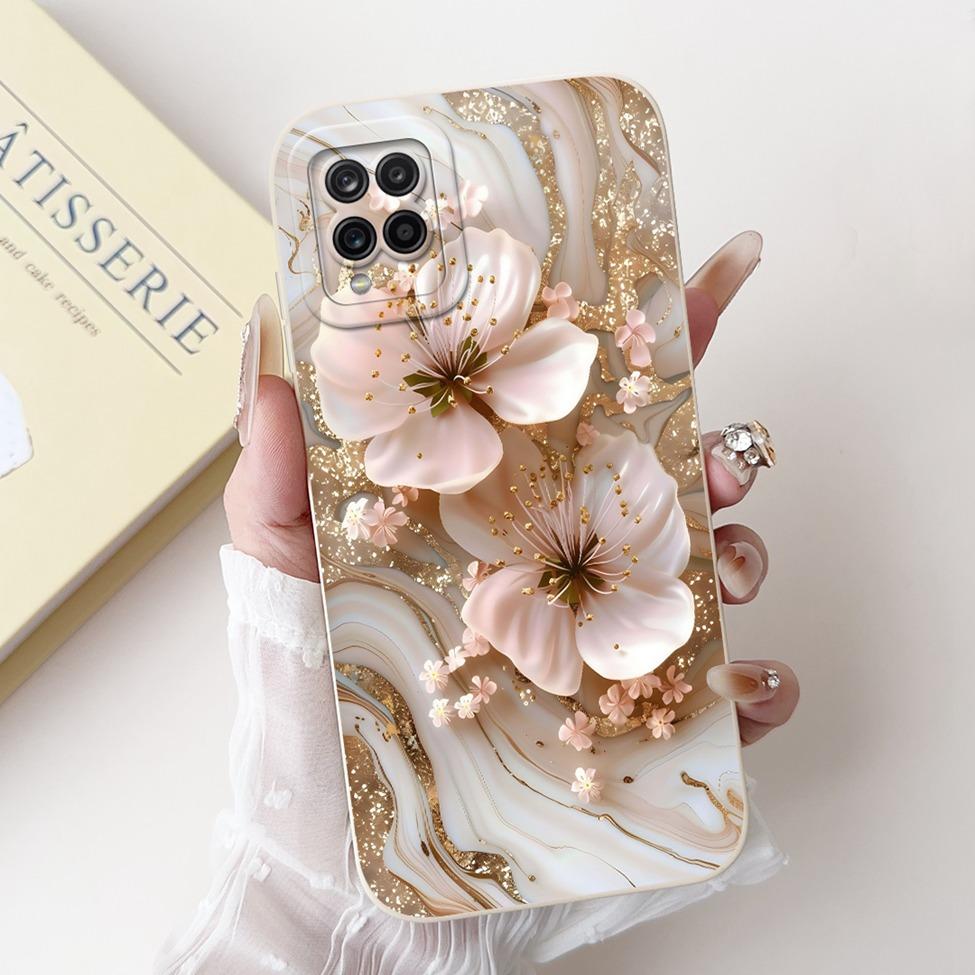 Чехол Funda для Samsung A12 Case A125F Силиконовый Милый Kawaii Роскошный Модный Цветочный Чехол для Телефона Samsung Galaxy A12 Ударопрочный