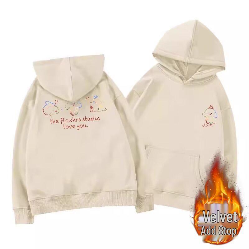 Unisex Retro Cartoon Print Heavyweight Hoodie - Autumn/Winter Plus Velvet