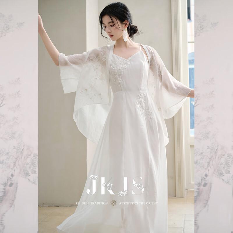 JK&JS 'Floating Cloud Scroll' New Chinese Style Long Slip Dress