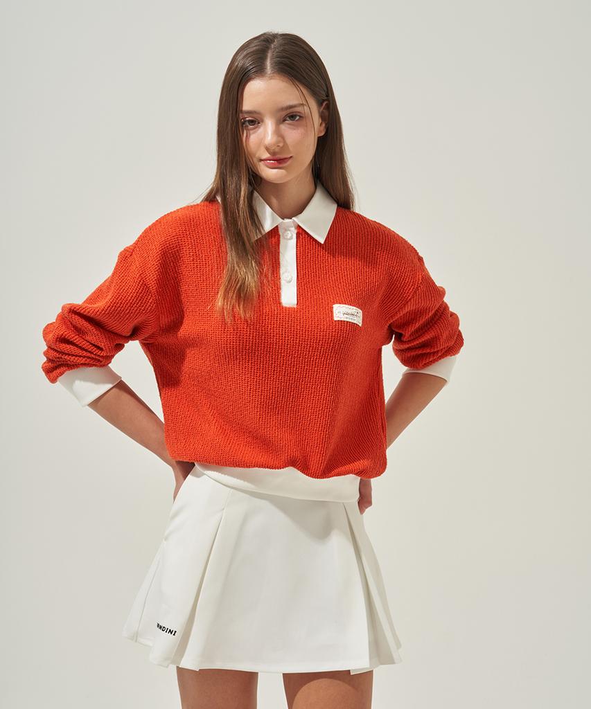KANDINI Orange Blossom Knit Polo Shirt