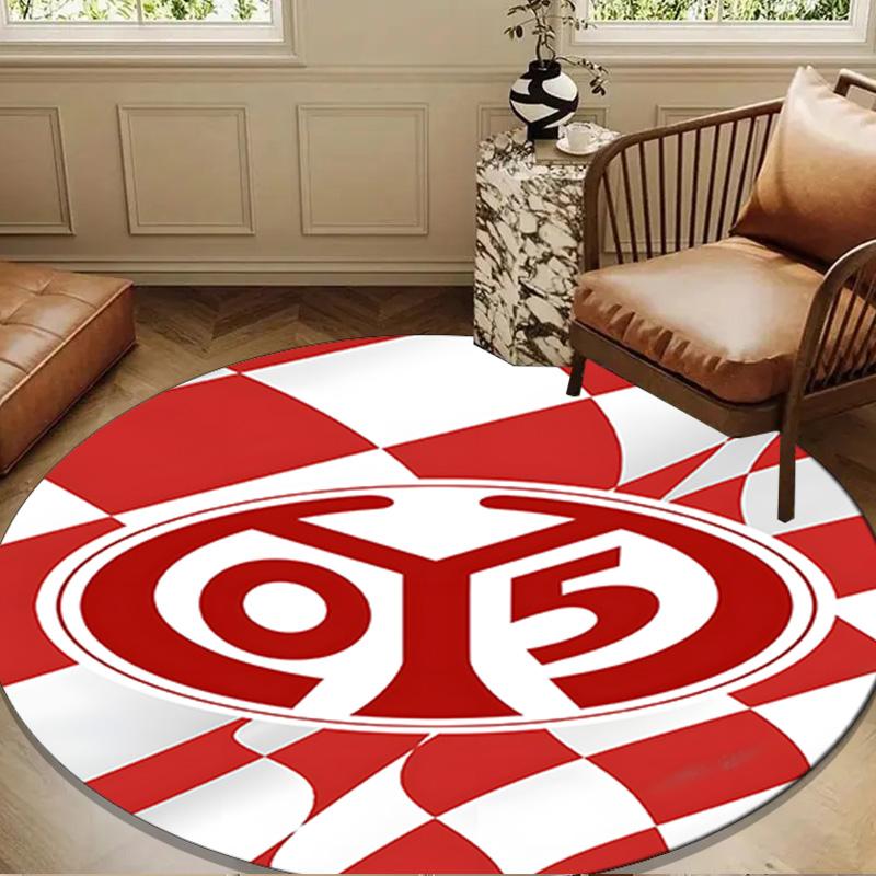 Red White Mainz Pattern Round mat Home Decor, Chair rug For livingroom,Bedroom, doormat home decor Birthday Gift Christmas Gifts