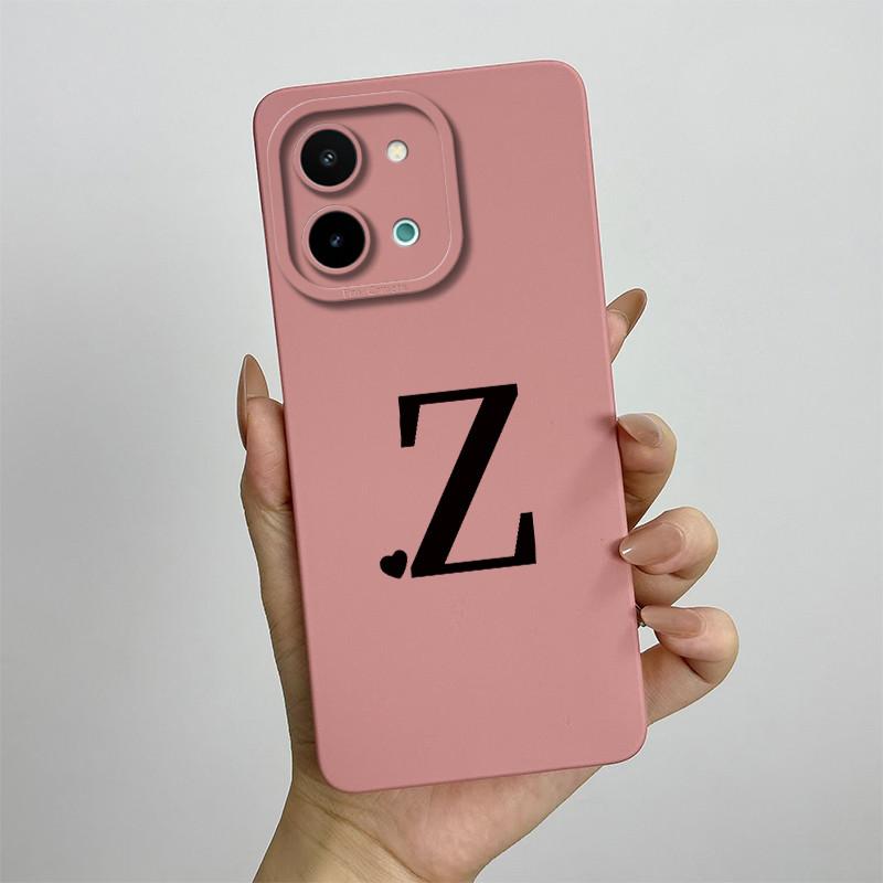 Чехол для vivo Y28 4G Чехол-крышка для vivo Y28 4G Милые начальные буквы Квадратный Жидкий Мягкий силиконовый чехол для телефона Матовый Ударопрочный задний чехол