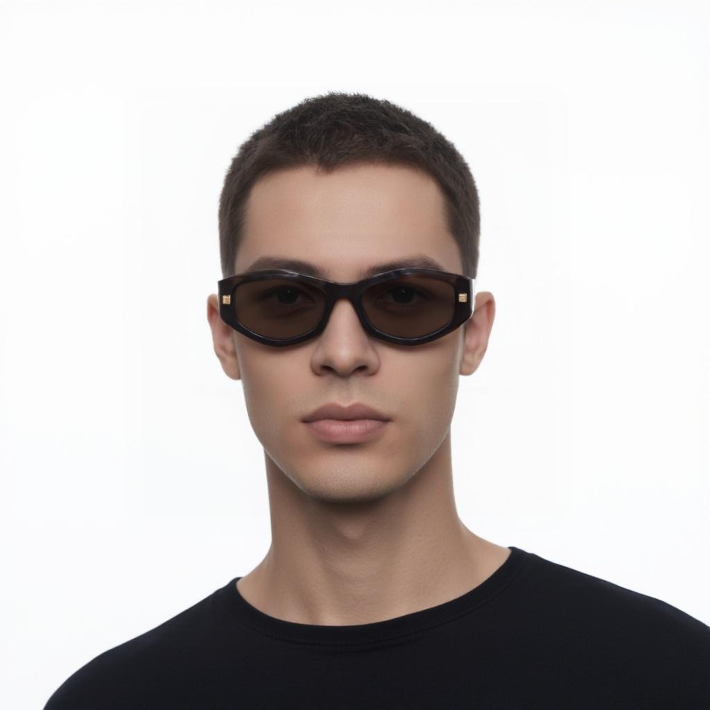 Givenchy Дизайн Логотипа Ацетат Неправильная Форма Солнцезащитные Очки Мужские солнцезащитные Очки Коричневый GV40062I-01A-52J