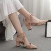 Fashion 2024 High Quality Summer Women's Shoes Pointed Toe Solid Color Shallow Mouth Slip-on Suede Fashion Bow Strap Women's High Heels