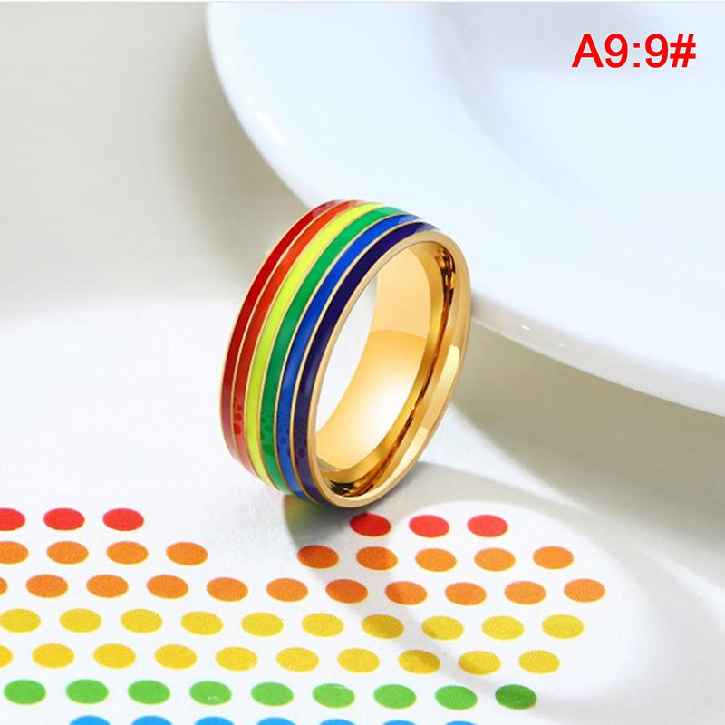 Эмалированное кольцо из нержавеющей стали с радужным ЛГБТ-кольцом для геев-лесбиянок