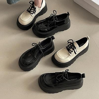 Лоферы в британском стиле на платформе, маленькие кожаные туфли женские 2025 новая весна и осень, универсальная юбка, сказочный стиль, черные туфли-одиночки, тренд