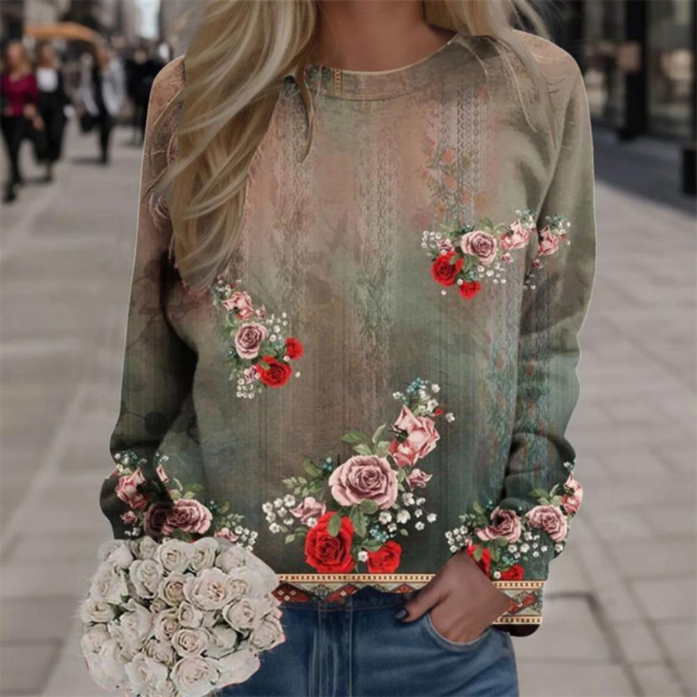 Harajuku Новые 3D-печатные красочные свитшоты с цветами Модные женские уличные свитера Зимние женские цветочные графические топы Одежда