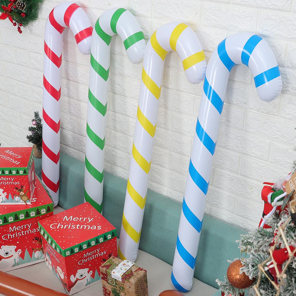 Home Party Balloons Inflatable Toys Christmas Candy Cane Crutch Balloons Santa Claus Walking Stick
