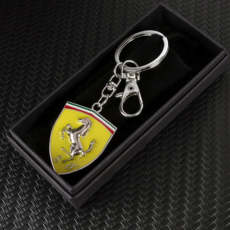 Металлический 3D значок Ferrari SJ Брелок для ключей Брелок Значок Брелок для Ferrari Roma F8 SF9018121360 F4301575M 488 599 612 FF F12 R