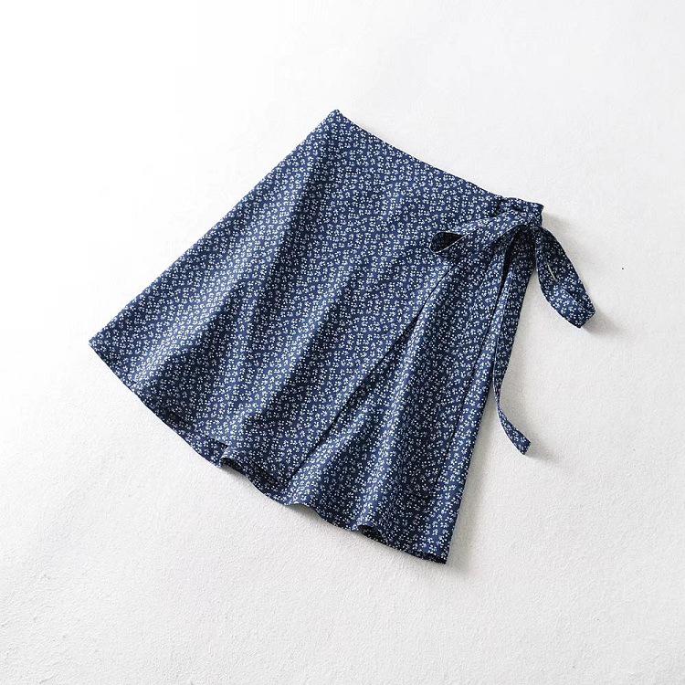 Юбка миди с запахом и цветочным принтом YPFF с высокой талией - летняя женская юбка на завязках в европейском и американском стиле.