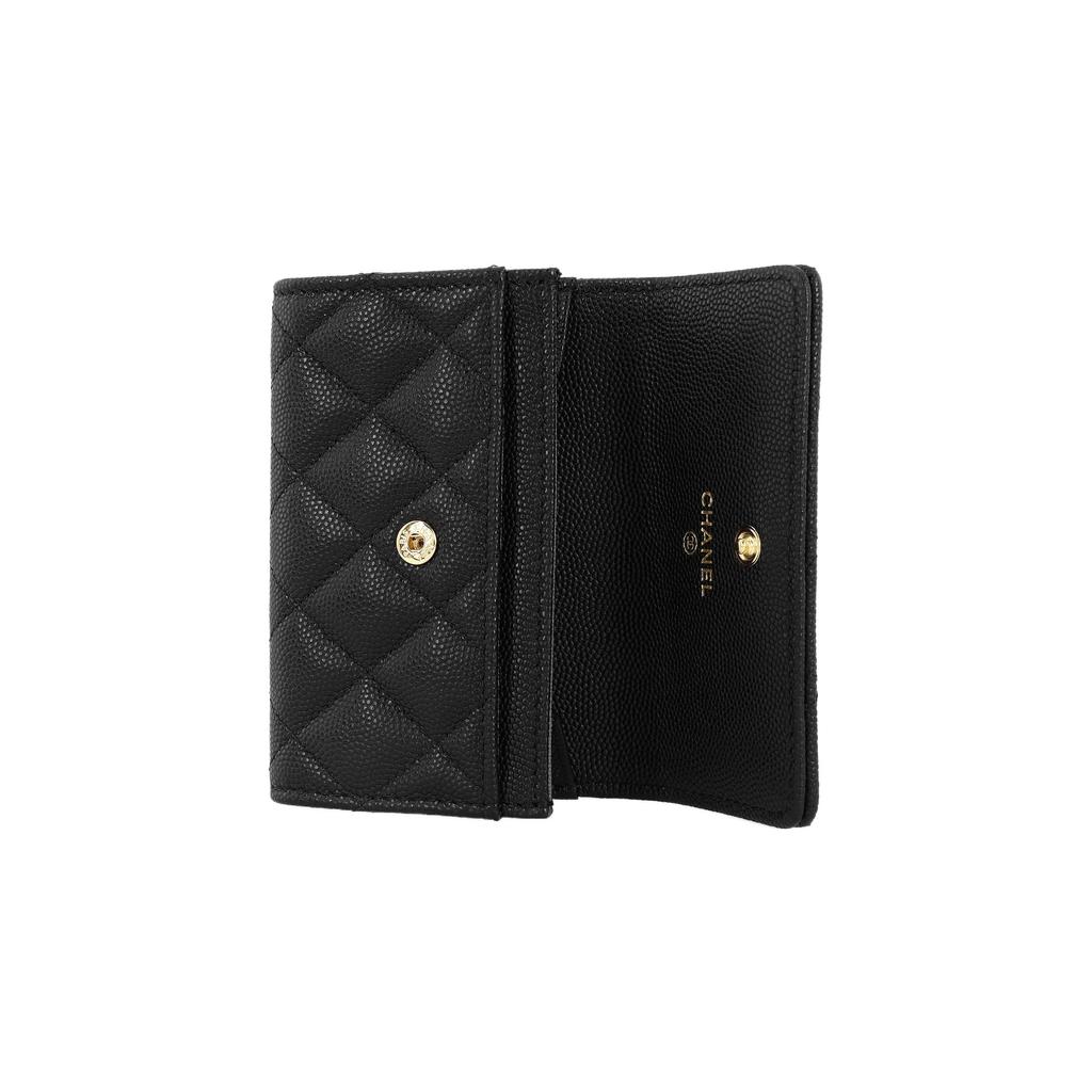 Chanel 23B Gold Buckle Quilted Caviar Leather Card Holder Women accessories Black AP3523-B13703-94305