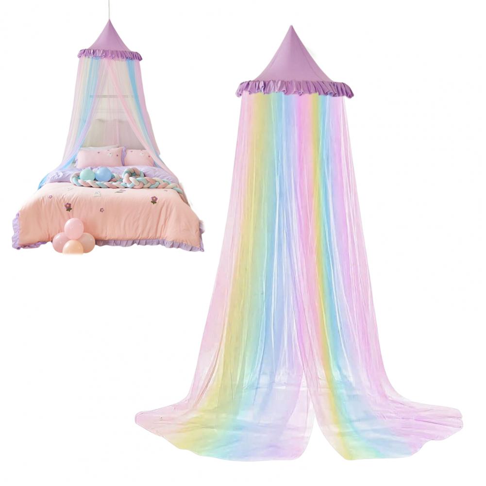 Радужный балдахин для кровати для девочек Dreamy Kids Princess Dome Bed Палатка дышащая москитная сетка Декоративная детская кроватка Палатка для девочек