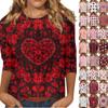 Женские топы с рукавом три четверти, рубашка на День святого Валентина, круглая горловина, свободная повседневная рубашка