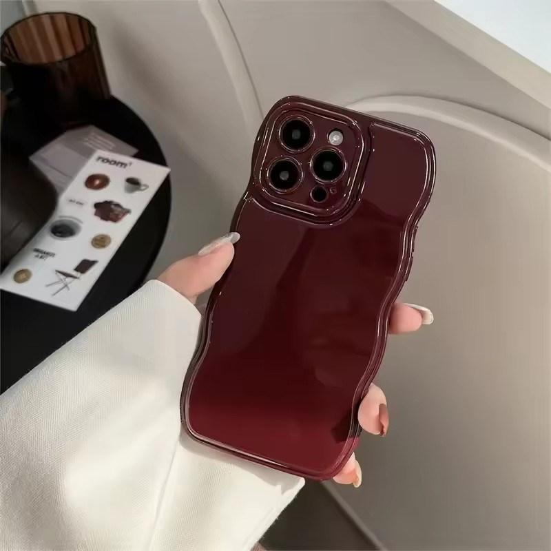 Воздушная подушка Wave великолепный винно-красный чехол для телефона iPhone 16 15 14 13 12 11 Pro Max Plus защитный противоударный мягкий чехол