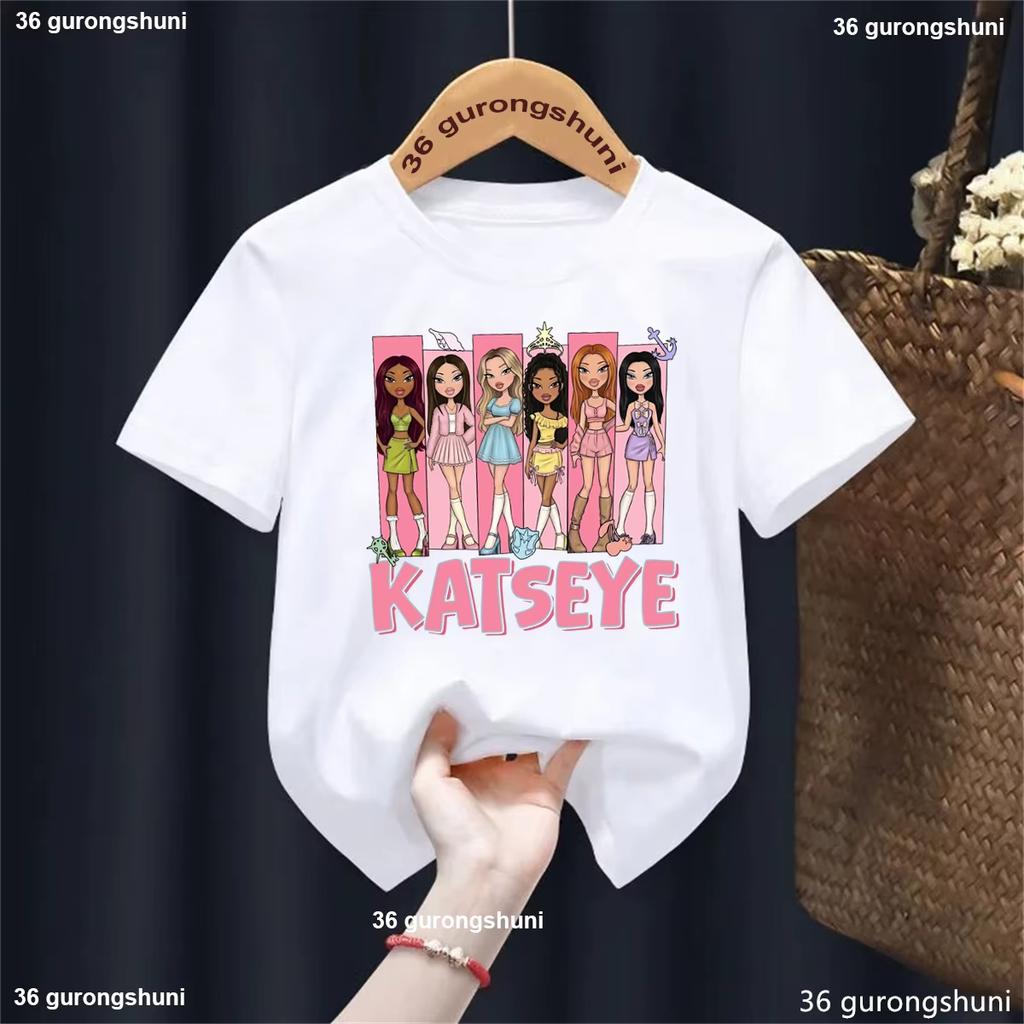 Katseye Music Singer TShirt BoysGirls Short Sleeve Cute Kids TShirt Streetwear Y2k Tops For Girls Summer Childrens Clothing