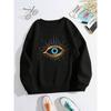 Casual Womens Sweatshirt Vintage Devil's Eye Prints Pullover Soft Breathable Loose Crewneck Hoodie Autumn Winter Female Clothing